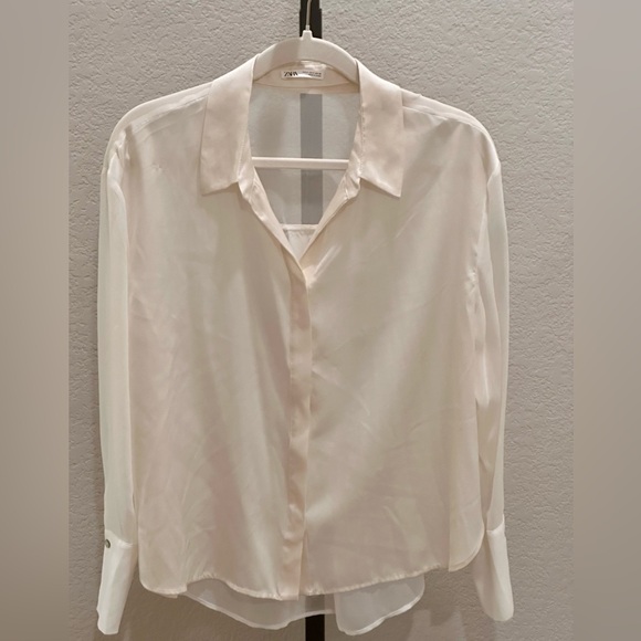 Zara Button Down Silk Top Small New - Picture 1 of 12